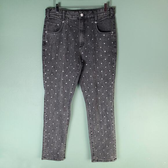Anthropologie Pilcro Womens Crystal Beaded High-Rise Slim Straight Jeans Size 30 - Picture 1 of 9